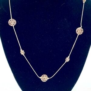 Trifari Silver and Black Pendant Necklace 28-31 Inches